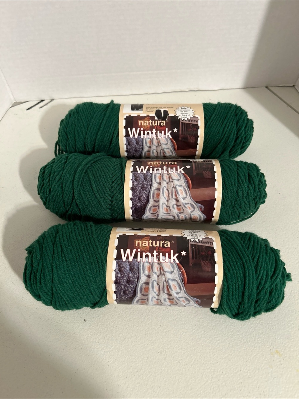 Natura Wintuk Vintage Yarn Lot Deep Green Crochet & Crafting
